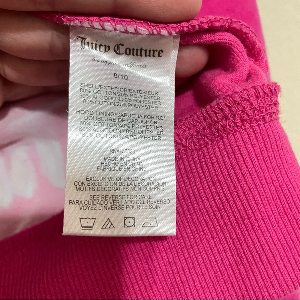 Kids Juicy Couture Hoodie Velour‎ Hot Pink Glitter Scottie Dogs Size 8/10